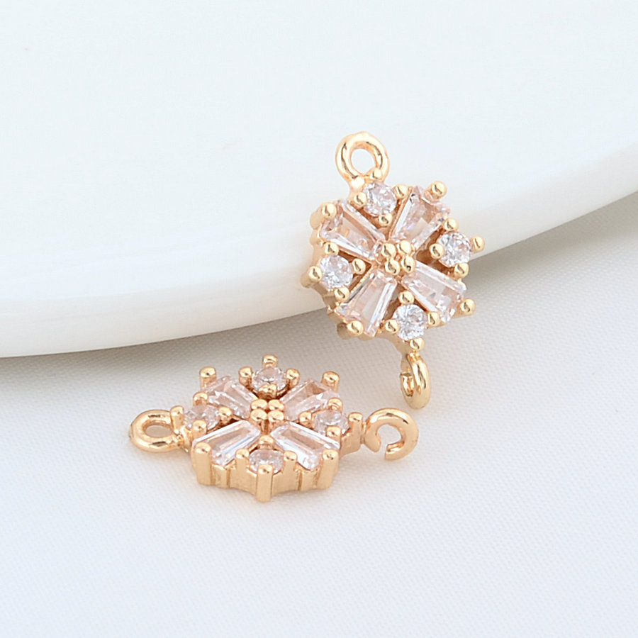 6PCS 12MM 15,5MM 14K Gold Farbe Messing Blumen Stecker Charms Anhänger Halskette Ohrringe Schmuck Machen liefert Zubehör – Detail 5