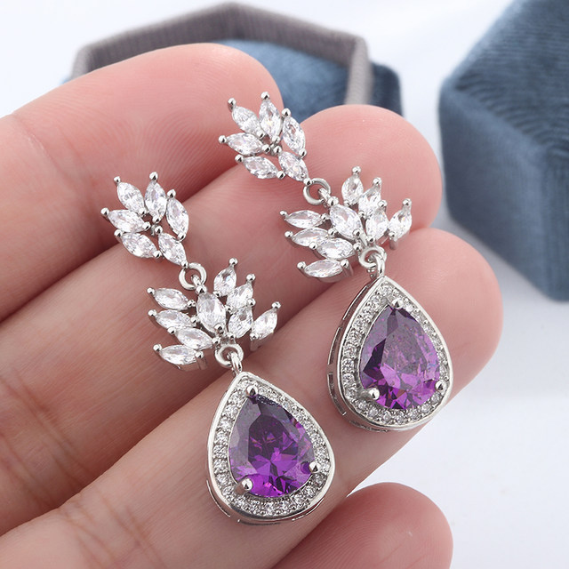 Lujosos pendientes largos de plata 925 para mujer, aretes de