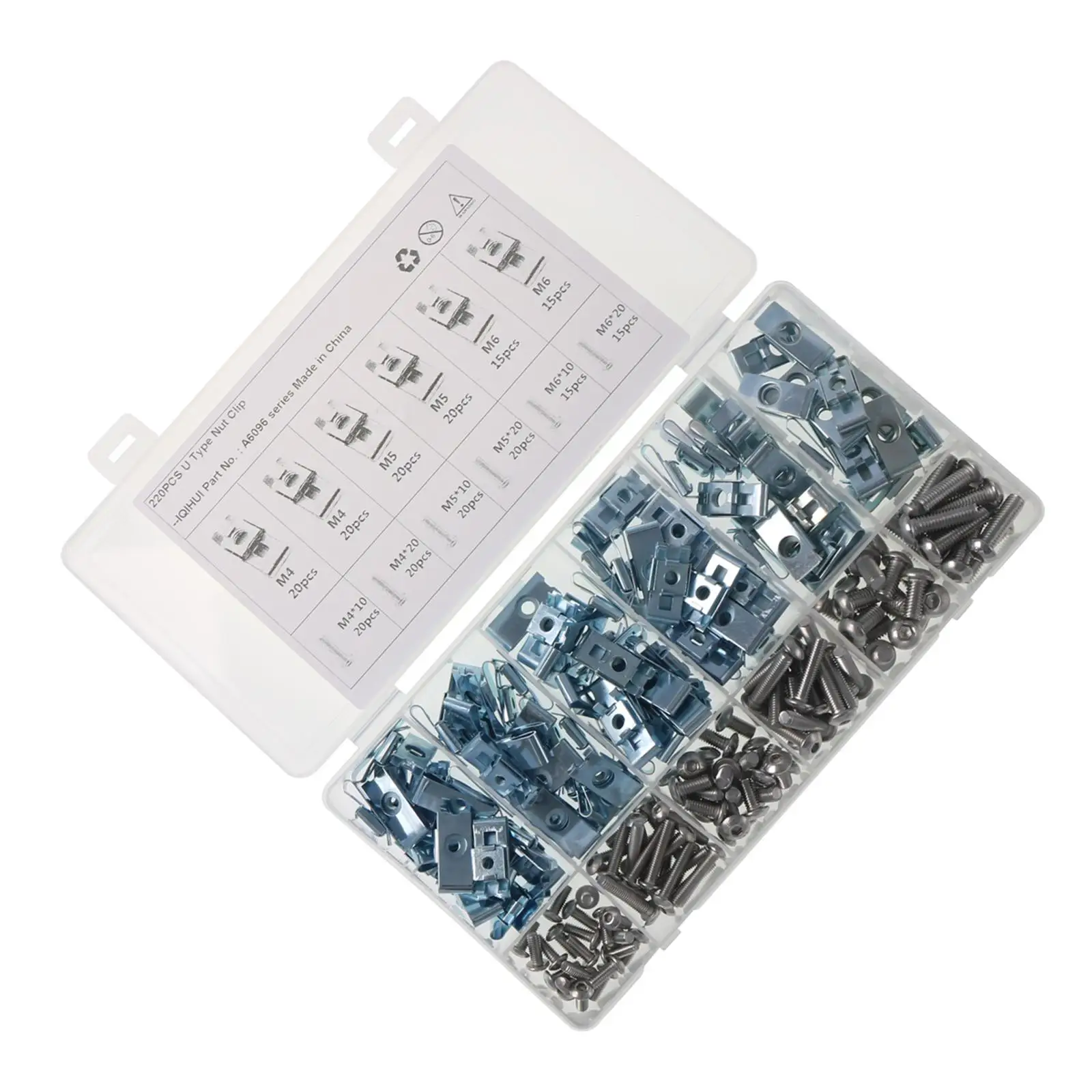 220 Pieces U Shaped Clip Nuts Screws Assortment Kit for Car Door Panel