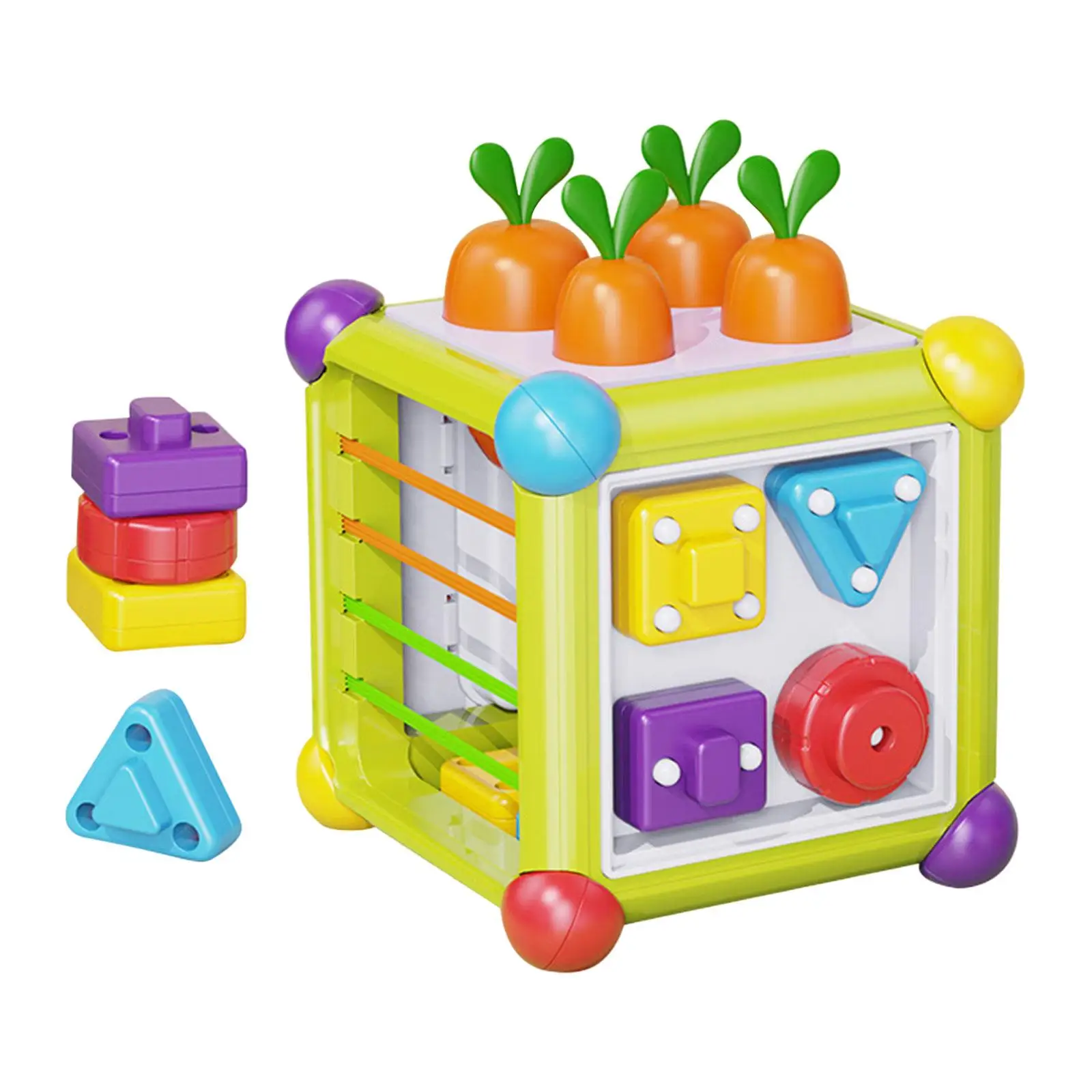 Shape Sorter Blocks Toys Fine Motor Skills Sensory Cube Bin Activity Center for Birthday Gift 1 2 3 Year Old Babies Kids