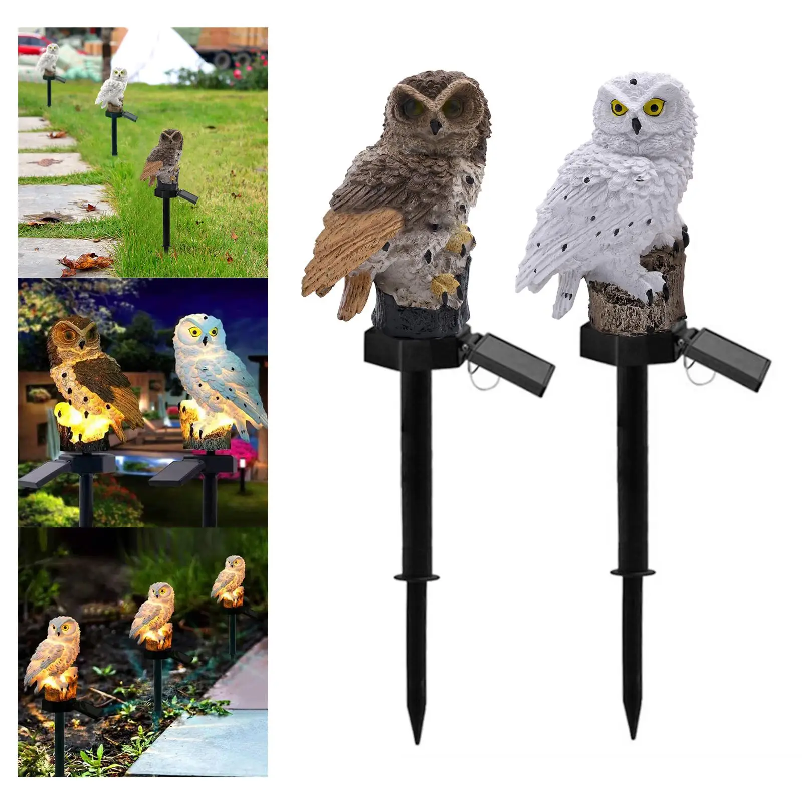 Owl Shape Lawn Light with Stake Solar Lights Resin IP44 Protection Landscape Lamp for Outdoor Lighting Pathway Garden Ornament