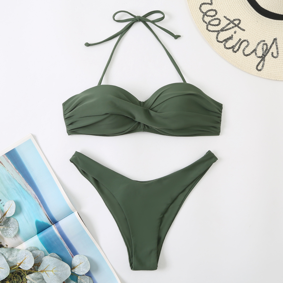 Push Up Bikini Set - Womens Halter Underwire Swimsuit 2024