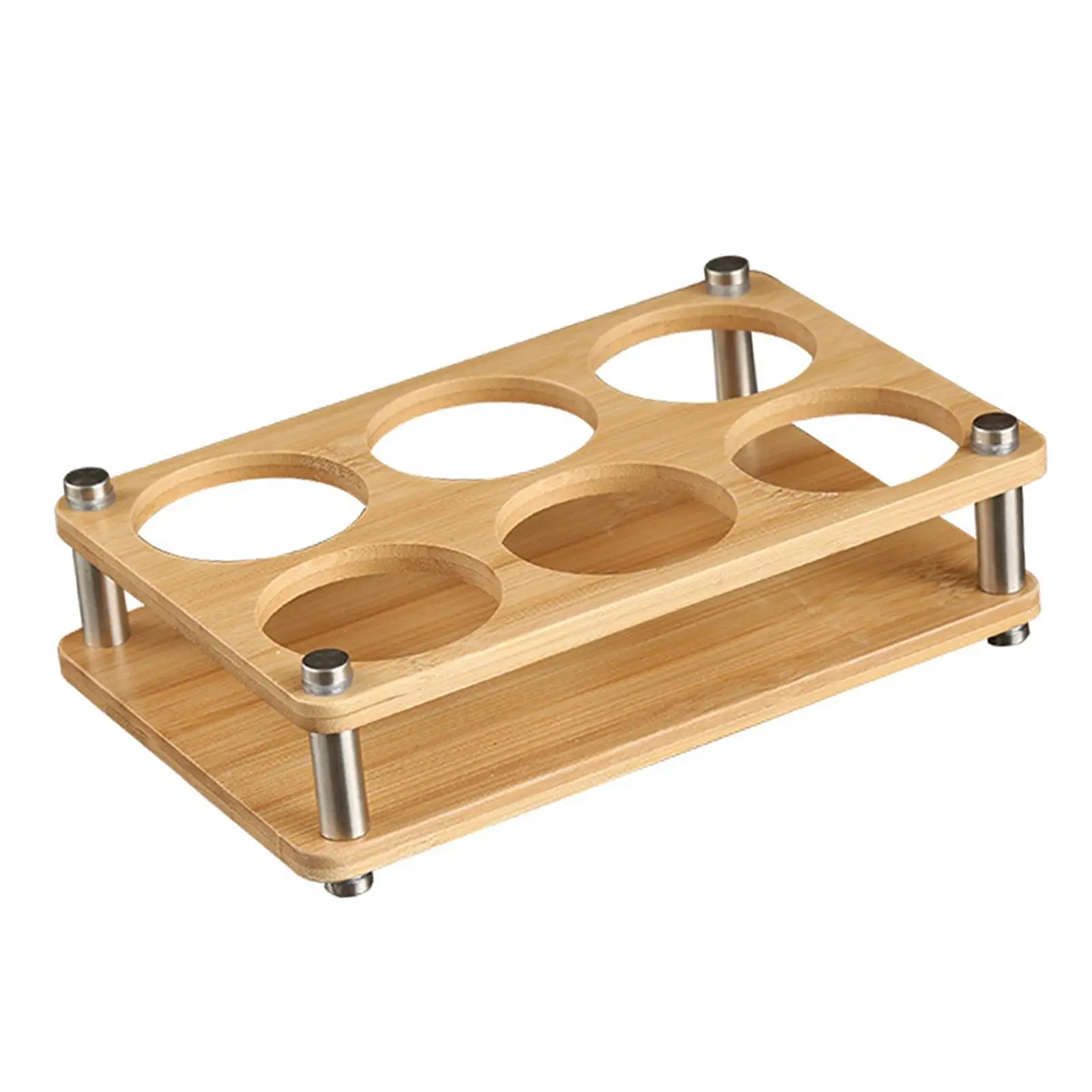 6 Holes Shot Glass Tray Holder Wooden Cup Rack Multifunction Durable Storage Carrier Mug Organizer for Restaurant Home Nightclub