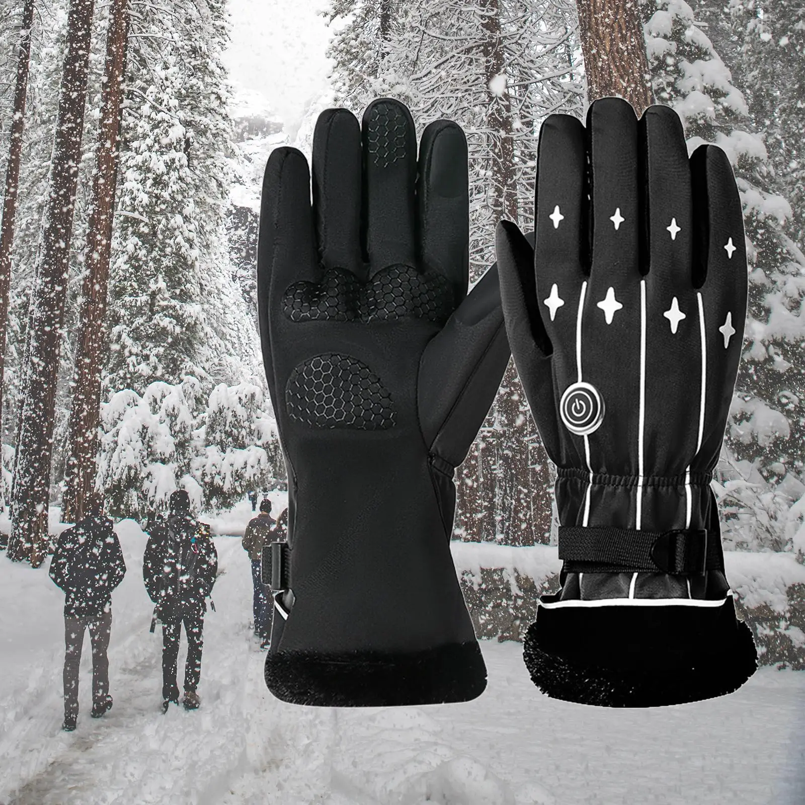Electric Thermal Heated Gloves Touch Screen Windproof Waterproof for Camping