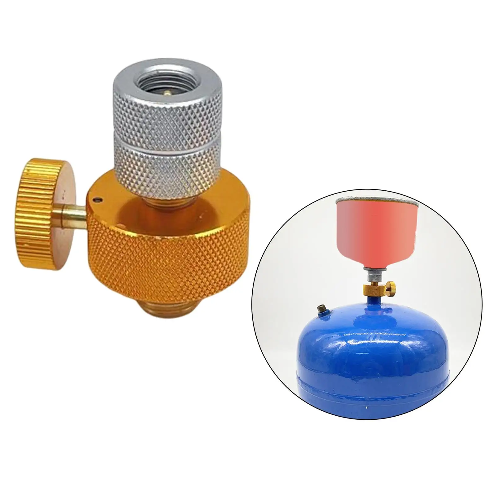Outdoor Gas Tank Adapter Connector Gas Filling Adapter Cylinder Tank Split Type Convert for Camping Filling Hiking Cooking