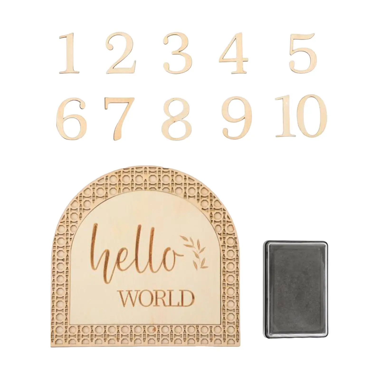 Wooden Baby Birth Announcement Sign Hand and Footprints Birthday Backdrop Baby Milestone Numbers for Child Baby Infant Newborn