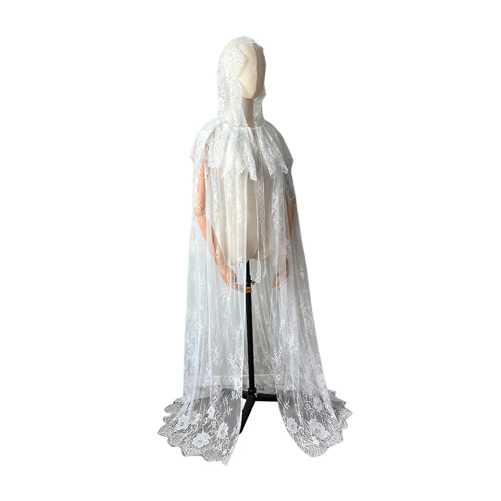 Hooded Cloak Long Cape Halloween Costume Accessory Wedding Bridal Cloak for Evening Party Stage Performances Masquerade Birthday