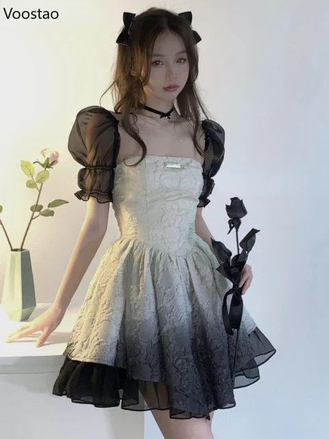 Mesh Sleeveless Mini Dresses Women Summer Elegant Sexy Cute Holidy High  Waist A-line Harajukiu Stylish