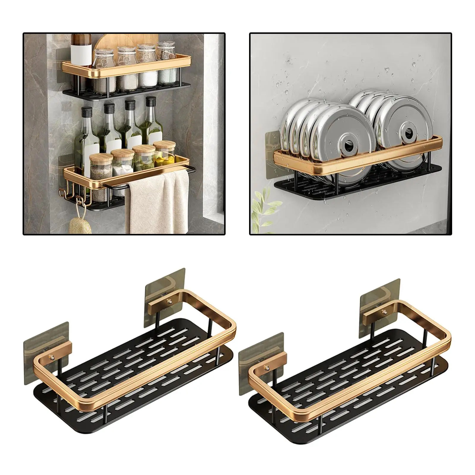  Shower Caddy aluminum Shampoo Holder Rustproof Storage Rack for Toilet Kitchen Restroom Bathroom Accessories Set