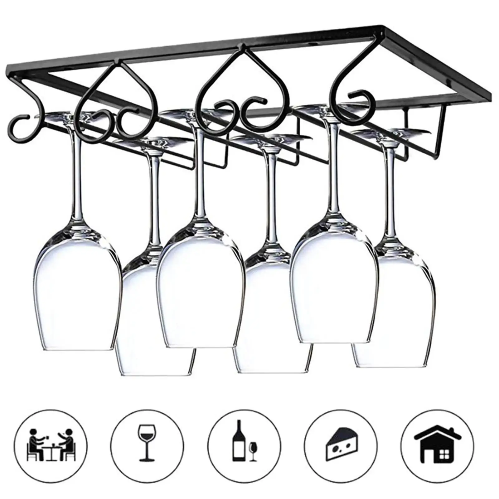 Wine Glass Holder Storage Rack Metal Air Drying System for Bar Kitchen Countertop Goblet