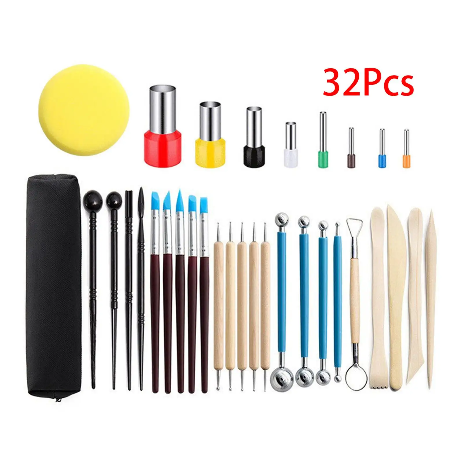 33Pcs Polymer Clay Tools DIY Shaping Cutting Embossing Pattern Drawing Clay Sculpting Tools for Adults Kids, with Carrying Case