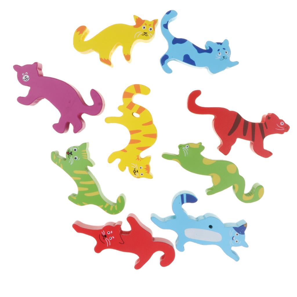 Set of 9 PCS Wooden Animal Shape Blocks Stacking Intelligence Game Kids Educational Toy Birthday Gift