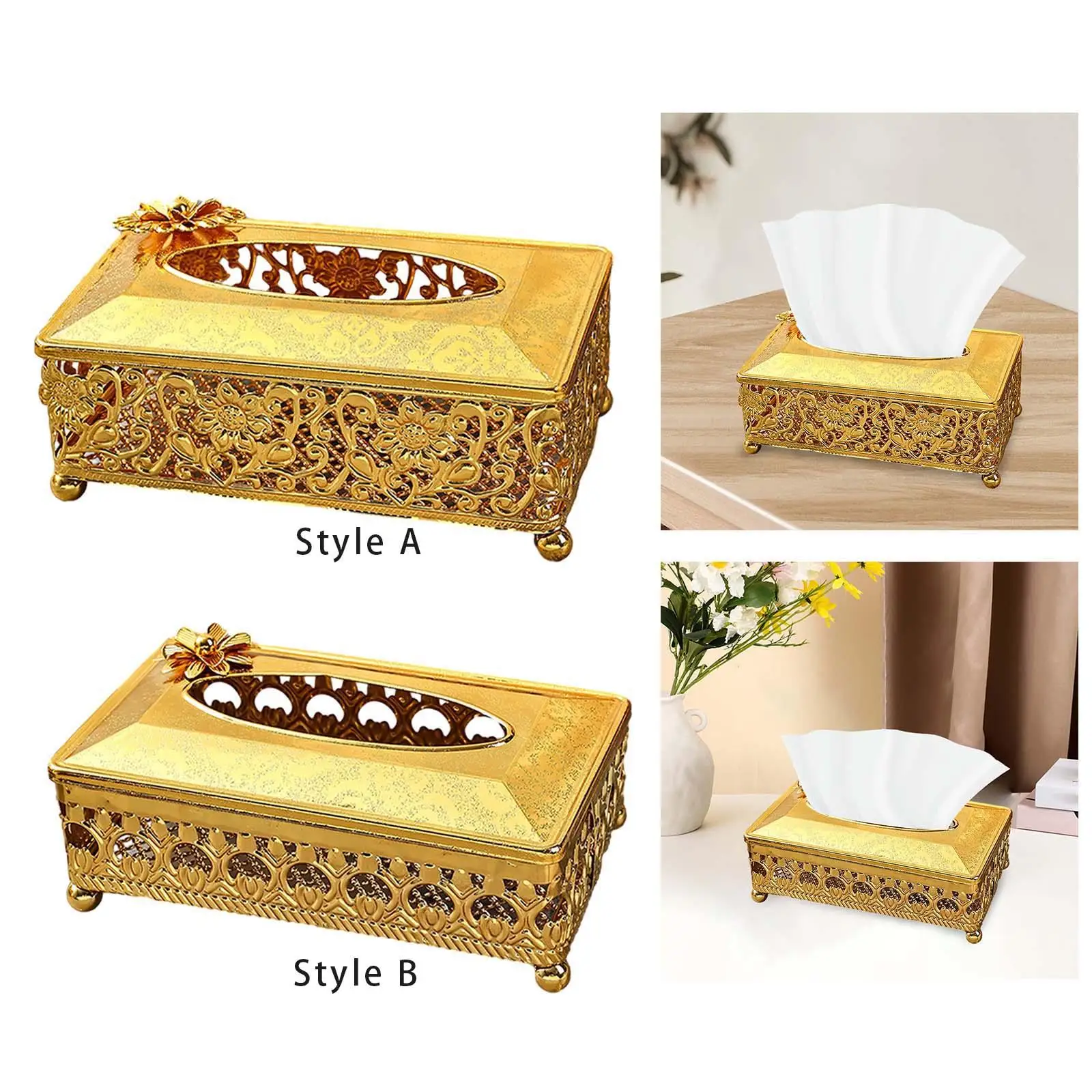 Tissue Box Cover Luxury Paper Facial Tissue Box Cover 6.69x3.94x2.36inch for Dressers Desks and Tables Kitchen Vanity Office