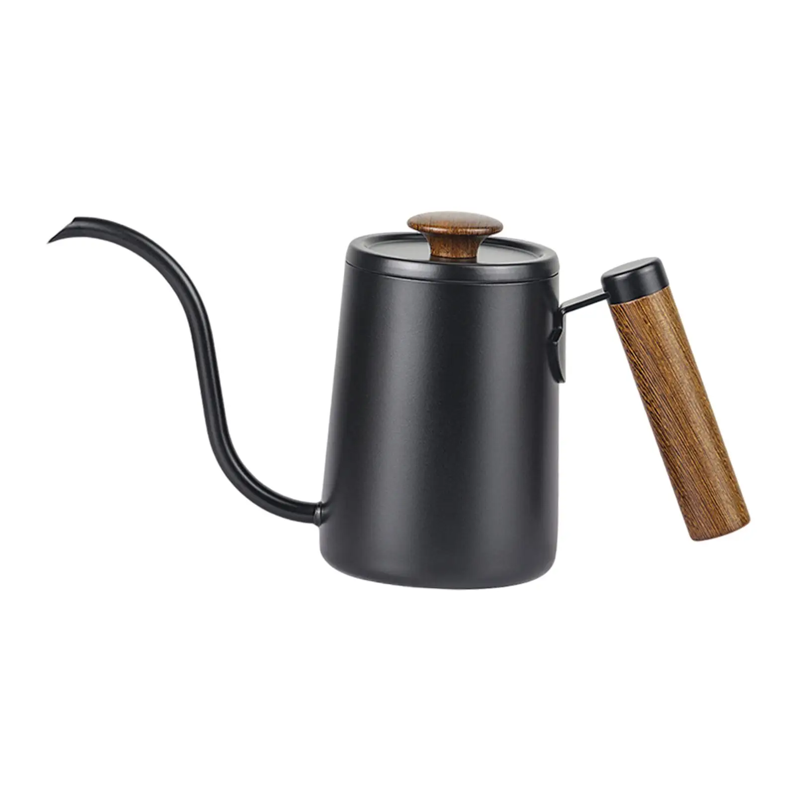 Pour over Coffee Kettle 600ml Anti Hot Wooden Handle Stainless Steel Drip Coffee Kettle for Barista Gift Cafe Bar Outdoor Indoor