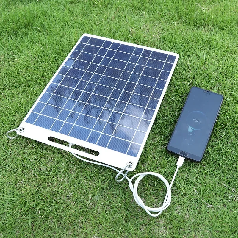 Description Picture 5 of item5V Solar Panel Waterproof Outdoor Camping Kit with Flashlight Portable Dual USB Photovoltaic Solar Cell Charger 100W