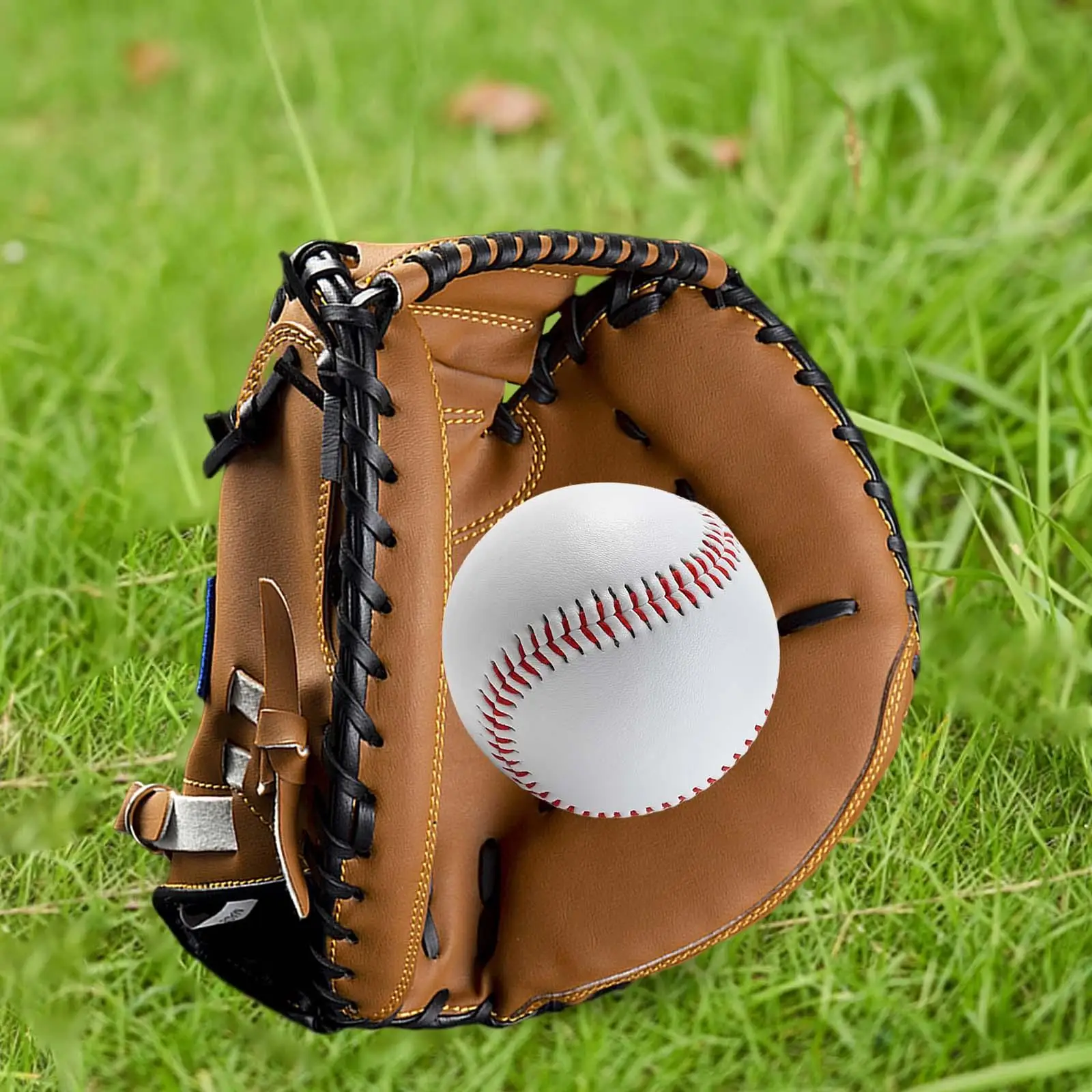 Baseball Catcher Gloves with Baseball Ball 12.5`` PU Leather Softball Gloves Catching Gloves for Men Women Adult