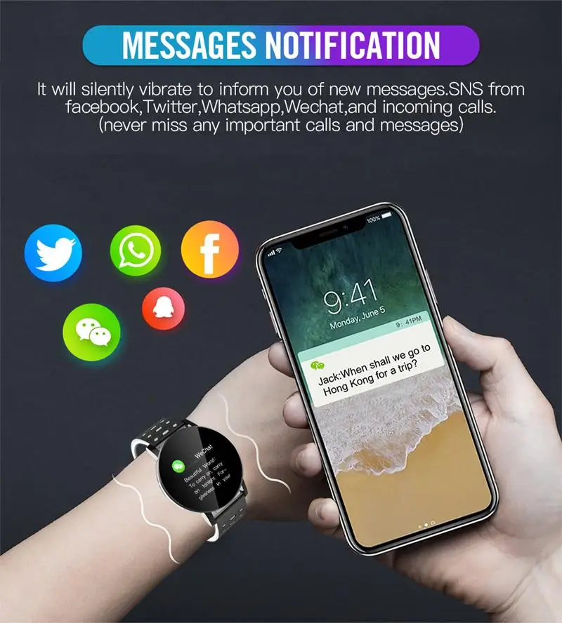 2022 119Plus Smart Watch Blood Pressure Sport Tracker Waterproof Bluetooth Smart Bracelet Heart Rate Monitoring For Android Ios