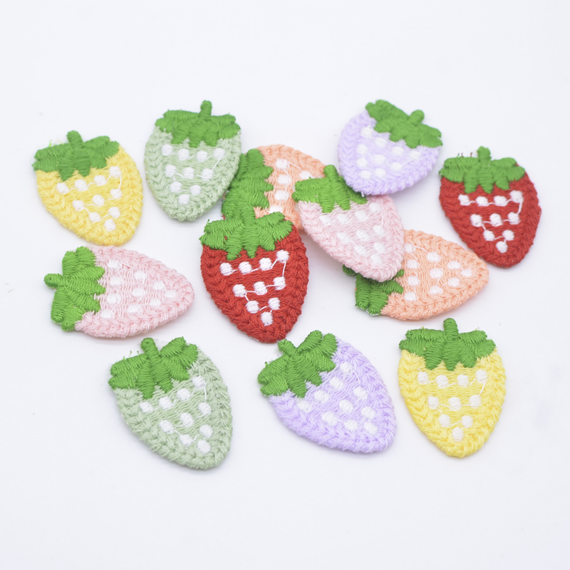 20 Stücke 25*35mm Süße Erdbeere Obst Applikation für DIY Kleidung Hut Schuhe Nähen Patches Kopfbedeckung Haarspangen Dekor Zubehör – Detail 3