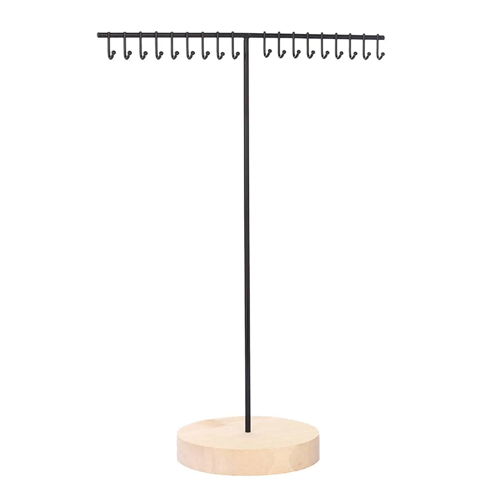 T Bar Jewelry Display Stand with 18 Hooks Free Standing Organizer Jewelry Display Rack Stores Countertop Dresser Tabletop Home