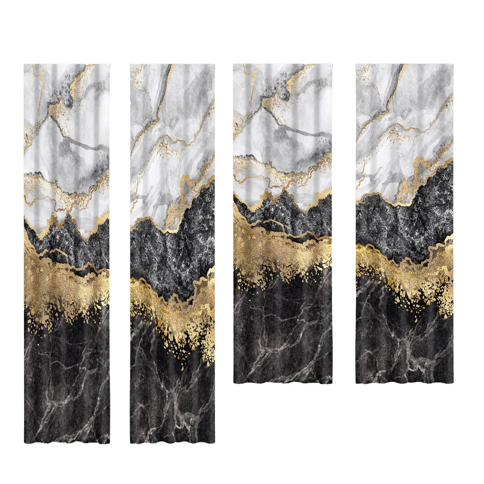 Marble Pattern Digital Print Blackout Curtain Accessories Easily Install and Slide Lightweight Two Panels for Room Decoration