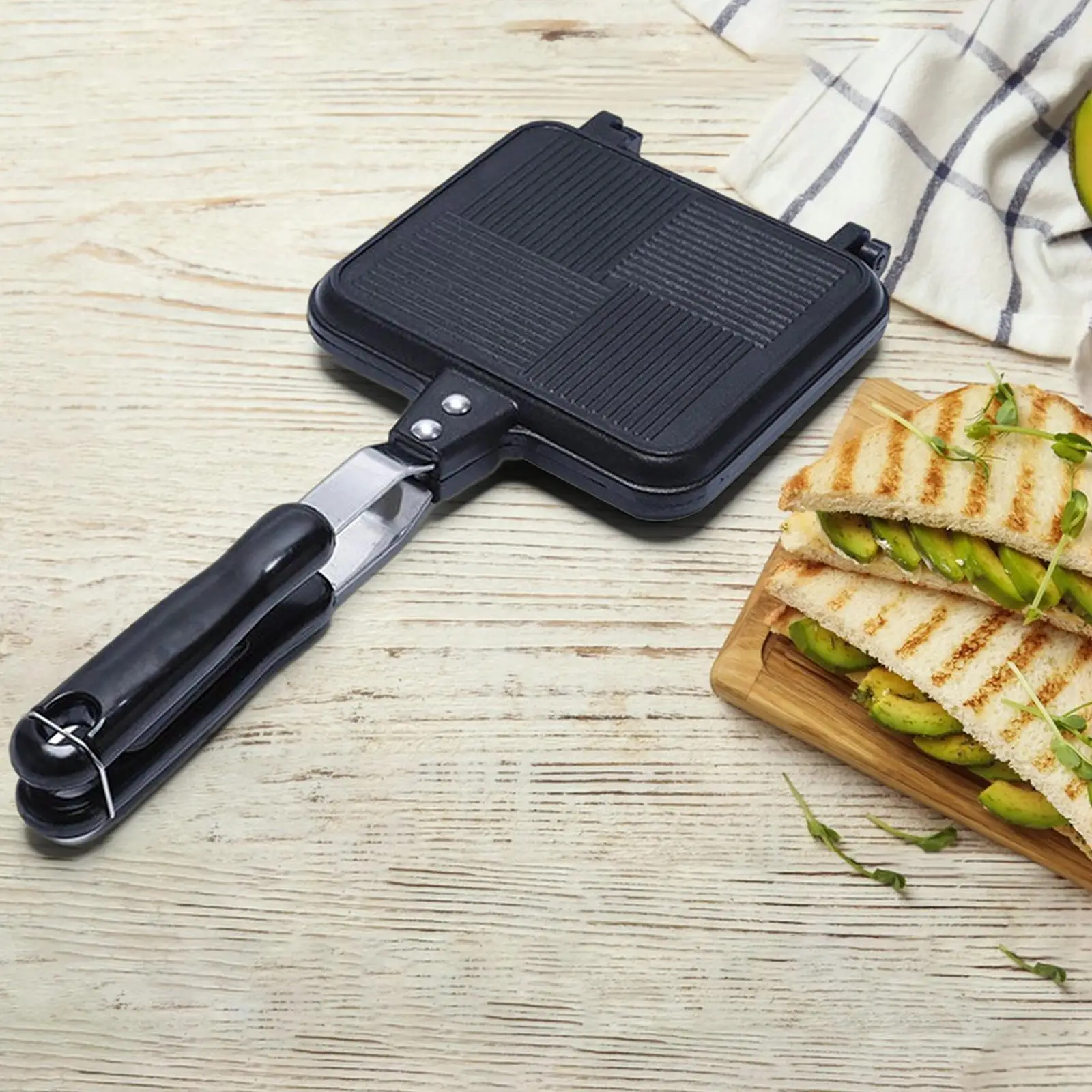 Sandwich Maker Pan Aluminum Alloy Breakfast Maker for Camping Toast