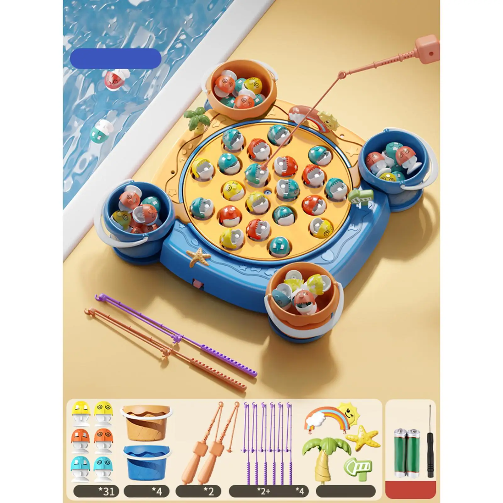 Fishing Game Toy Fish Catching Counting with Music Function Pretend Play Fishing Toys for Toddlers Boys Girls Kids Baby