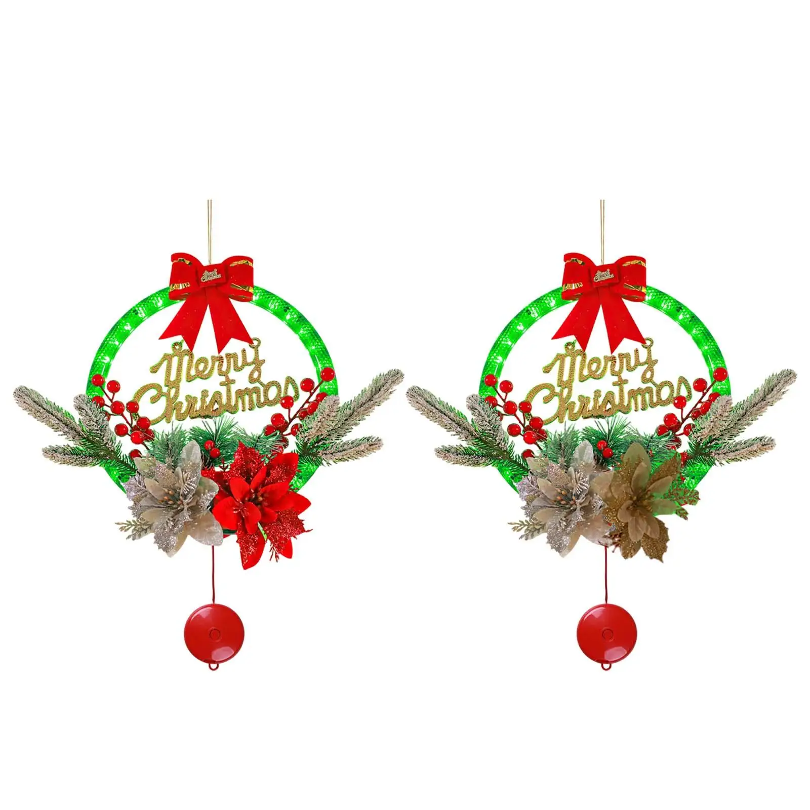 Light up Christmas Wreath Artificial Wreath Christmas Sign Wreath with Lights for Indoor Outdoor Window Porch Wall Decoration