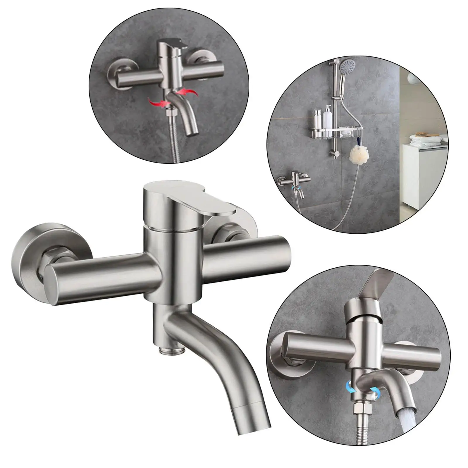 Stainless Steel Shower Mixer Faucet Bathroom Fixtures Bath Tub Mixing Valve