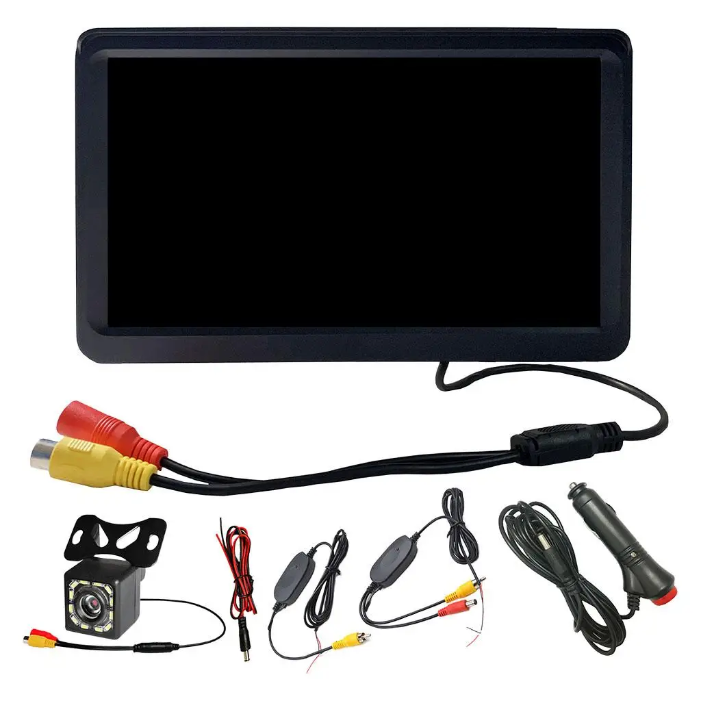 7 in Rear  Monitor,   with Receiver Trainsmitter, Parking 12 LED  1024 Scale Lines SUV 170 Angle HD Lens