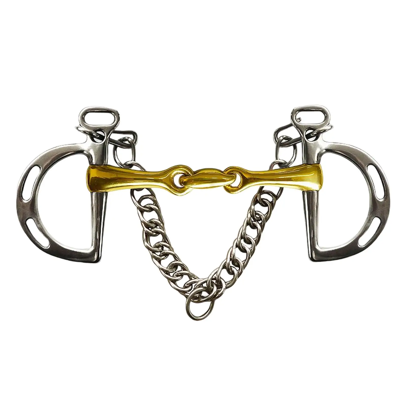Horse Bit , Copper Mouth Horse Gag Bit with Curb Hook Chain, Copper Roller Cheek Harness, for