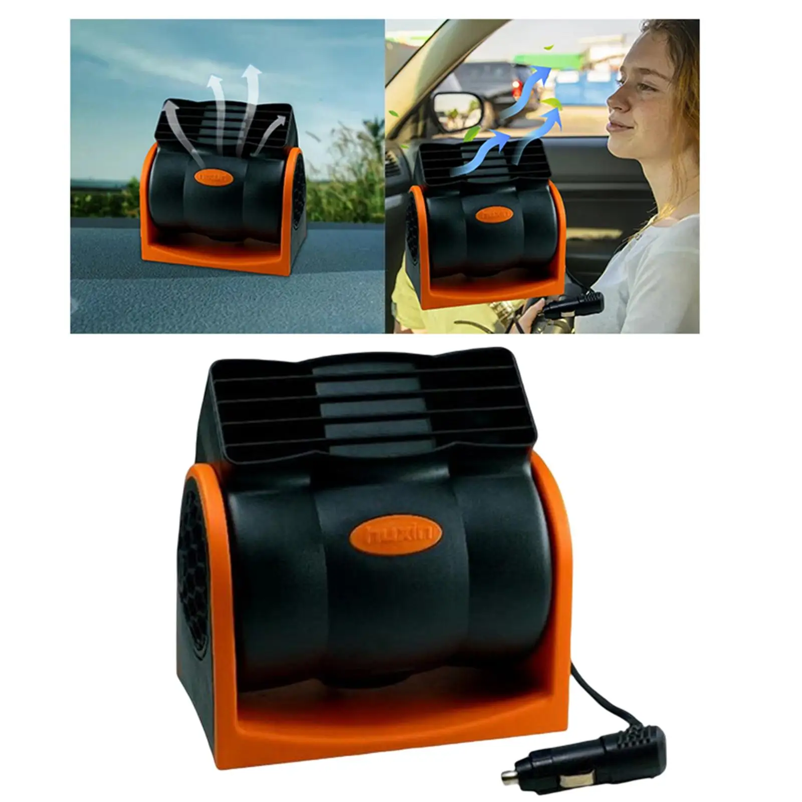 DC 24V Truck Dashboard Electric Fan Easy to Carry 2 Speeds Plug and Play