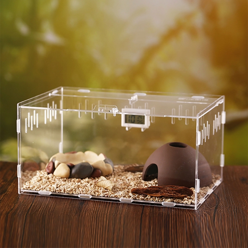 Title 4, Reptiles Feeding Box Acrylic Terrarium Containe...