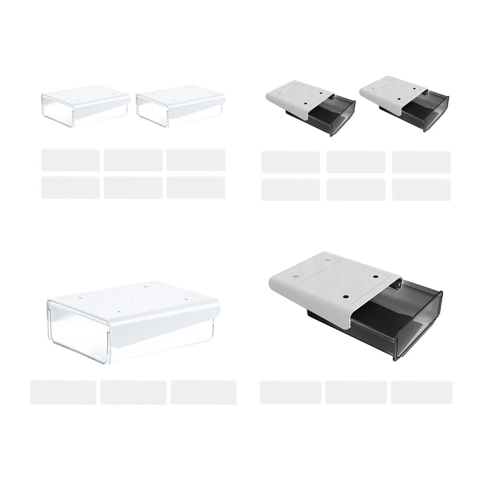 Self Adhesive Below Desk Drawer, Slide Out Office Supplies Hidden Organizer for Dormitory Bathroom Office Desk Workspace School