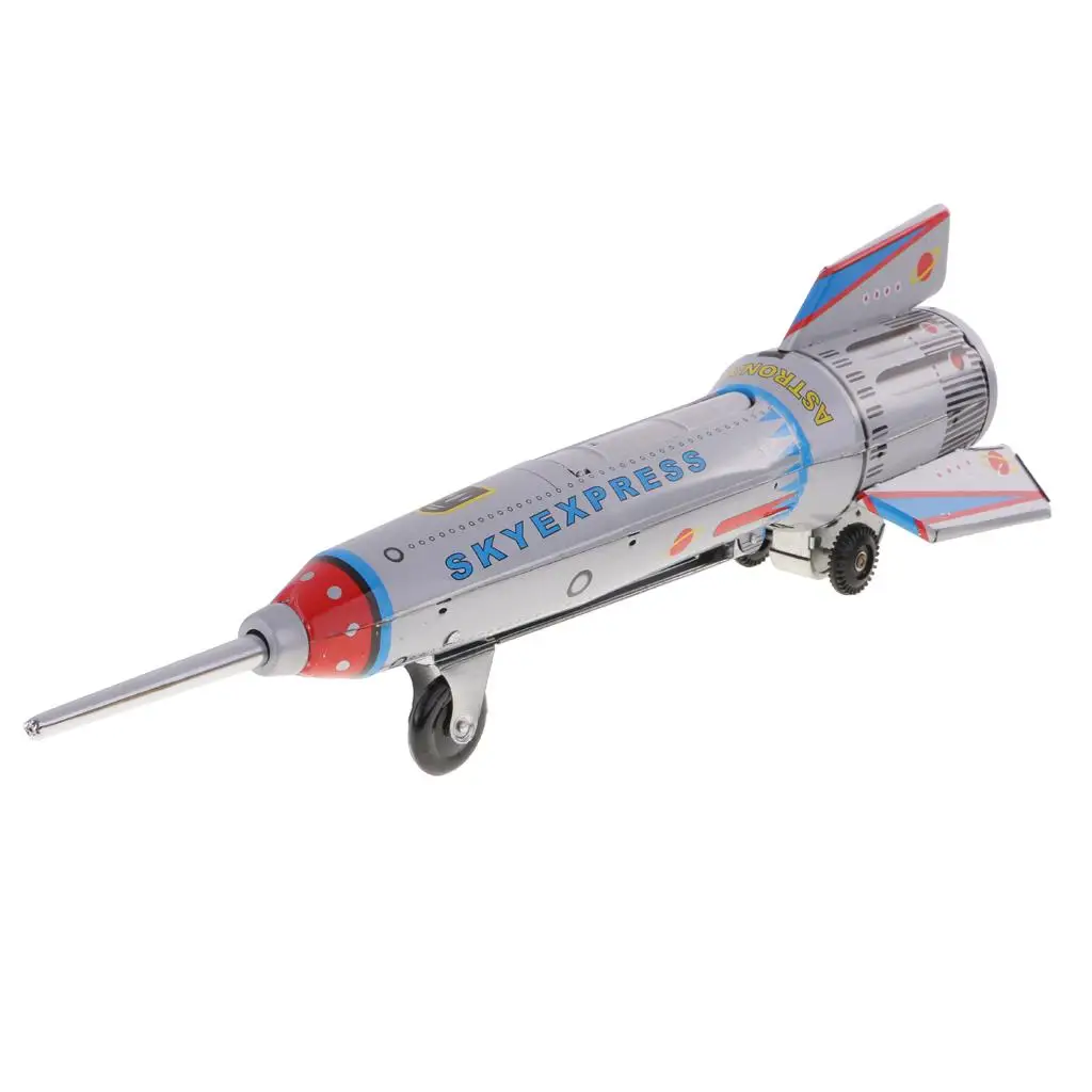 Metall Reibung Interia Space Rocket Modell Menchincal Tin Boy Toy Sammlerstück 