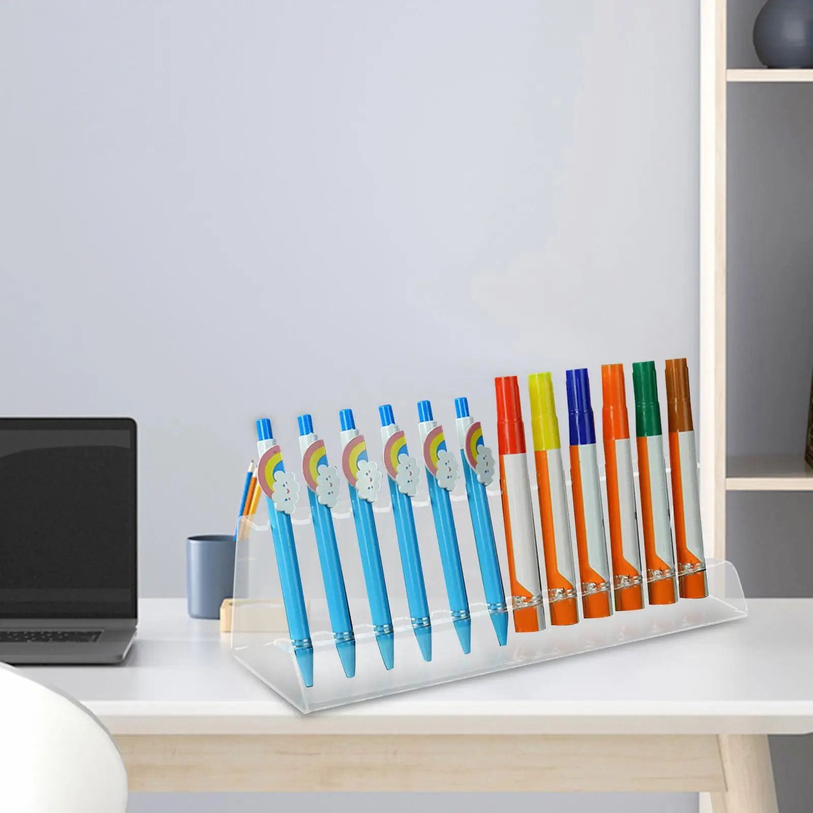 Pen Rack Holder Acrylic Stationery Organization Makeup Brush Storage 6/12 Slots Acrylic Pen Holder Pen Display Stand