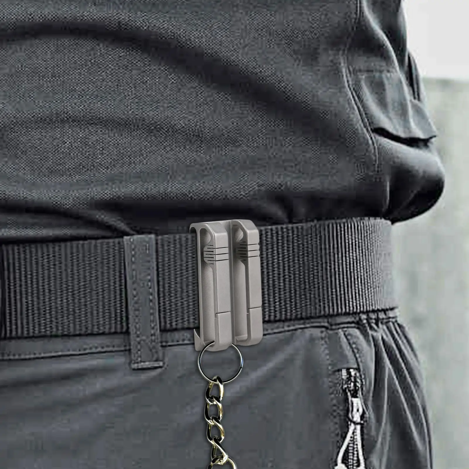 Titanium Waist Belt Buckle Double Clip Pocket Tools Waist Keyring Holder Outdoor Jeans Accessories