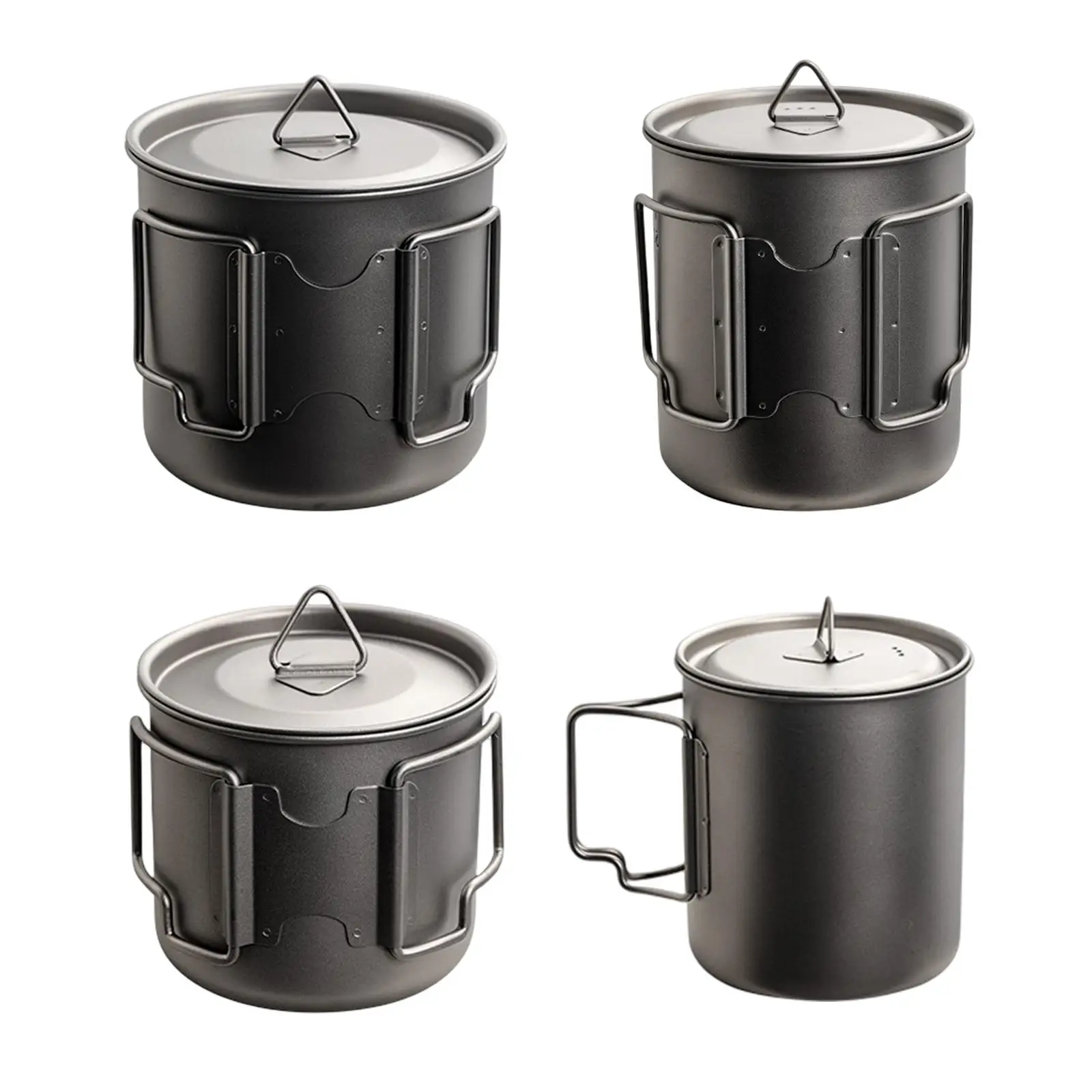 Titanium Water Cup with Foldable Handle Tea Pot for Cooking Outdoor Picnic