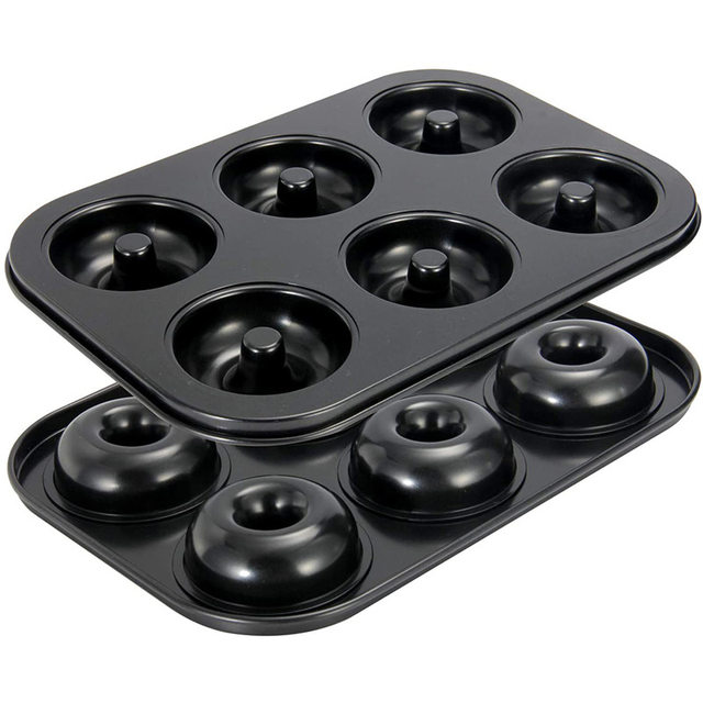 Lawei 2 Pack 12-Cavity Non-stick Donut Pan, Carbon Steel Donut Baking Pan For Muffin, Cake, Dessert, Mini Bagel Mold Donut Trays For Oven, Microwave, Freezer Safe
