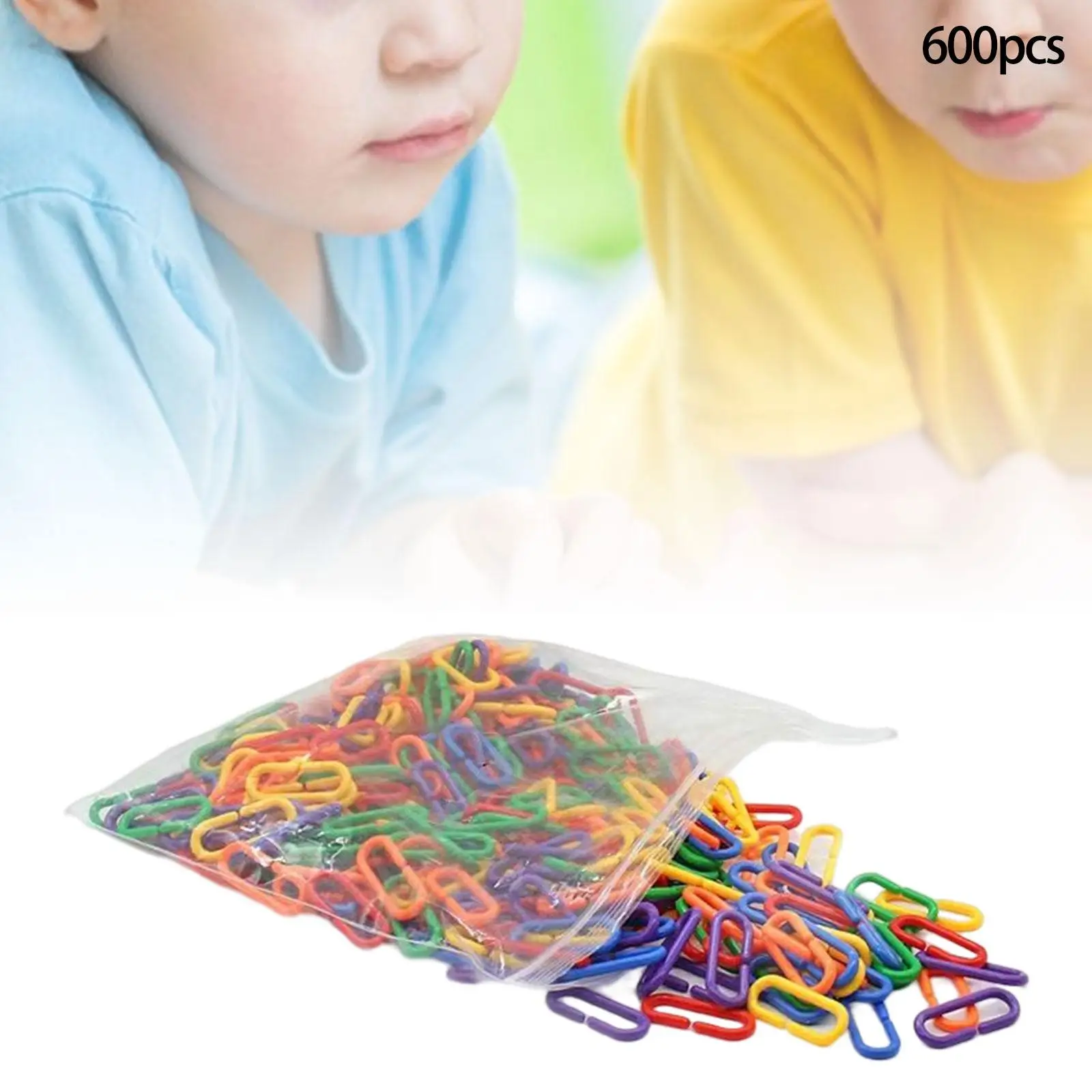 600Pcs Assorted Color Chain Link Educational Counting and Sorting Hooks Chain