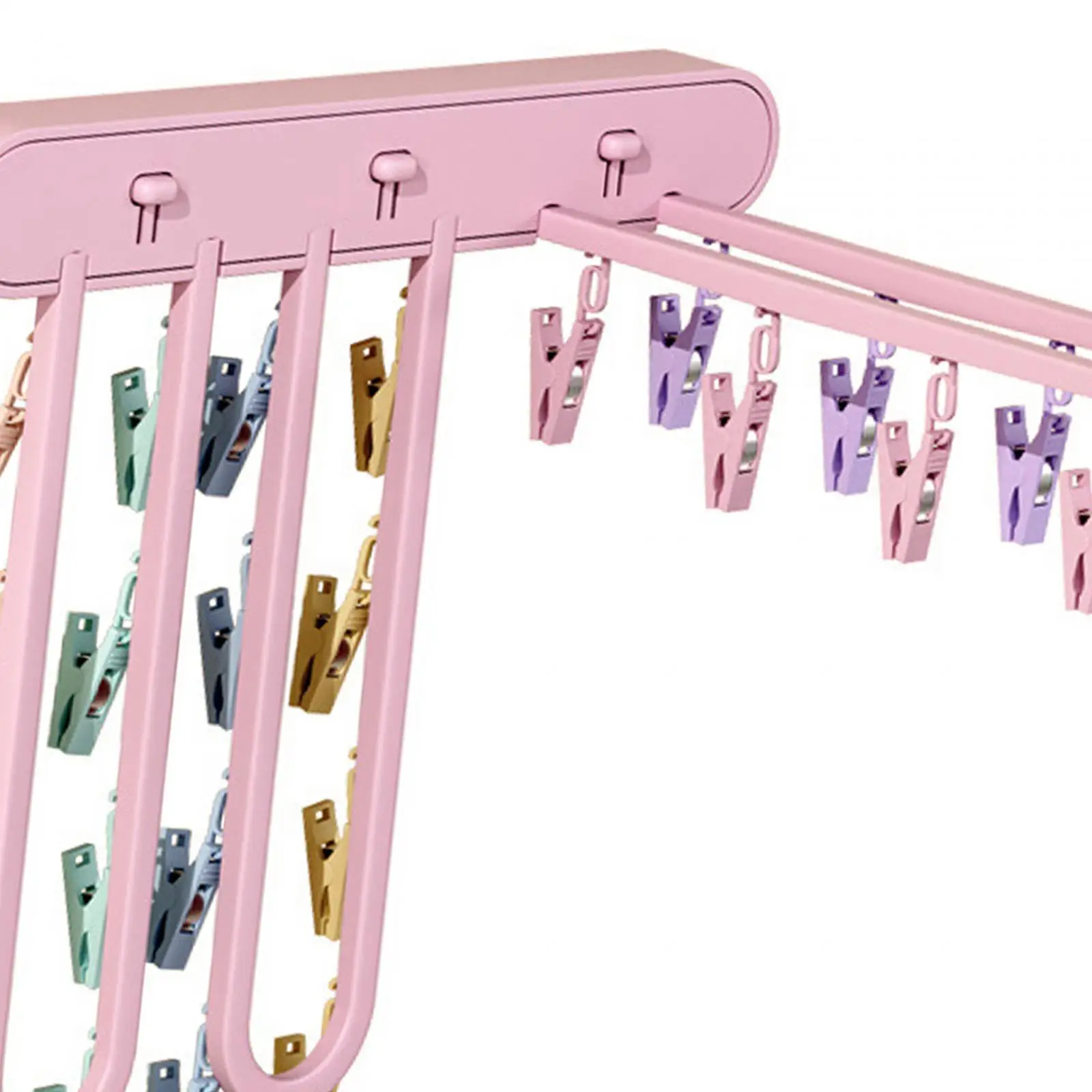 Sock Drying Hanger Rack Stable Foldaway Load Bearing with 24 Clips Bras Clip Hangers for Skirt Outdoor Balcony Indoor Scarf
