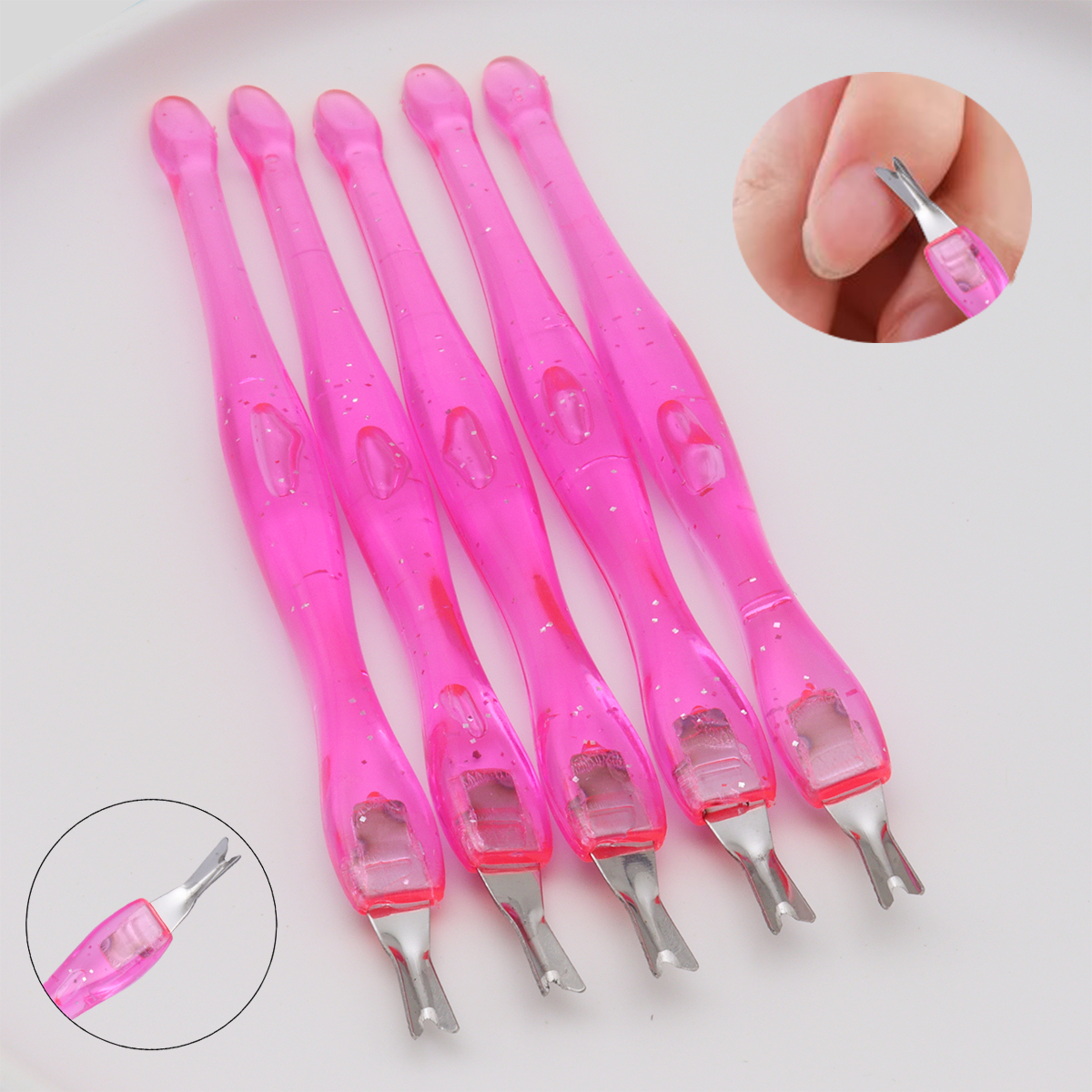 Best of 5Pcs Cosmetic Nail Art Tool Dead Skin Fork Trimmer Peeling Knife Cuticle Remover Salon Cuticle Pusher Pink Color Reviews & Tips