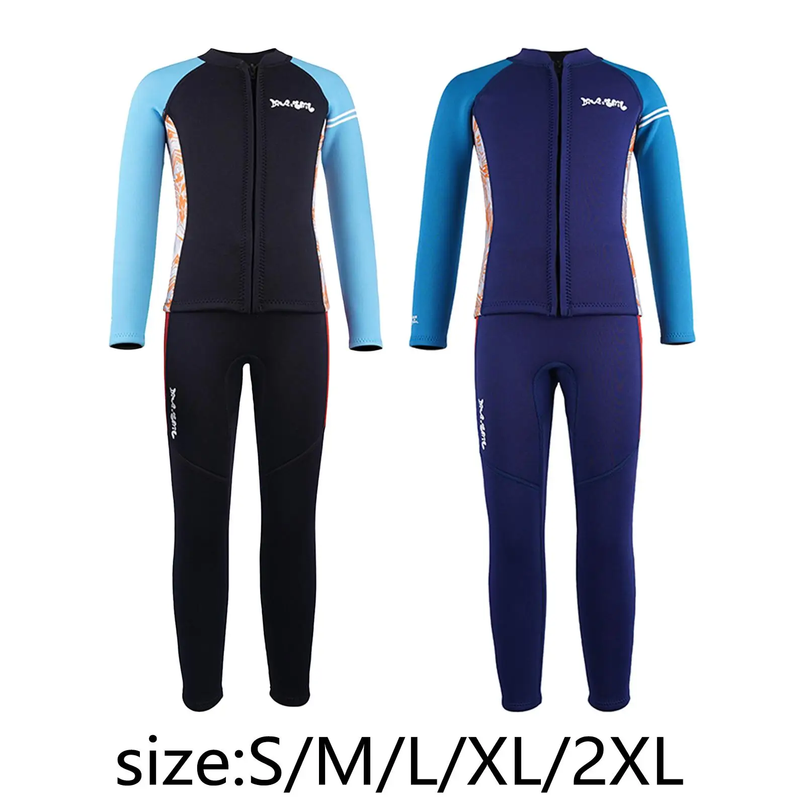 Split Wetsuit Kids 2.5mm Neoprene Nylon Front Zip Comfortable Wet Suit for