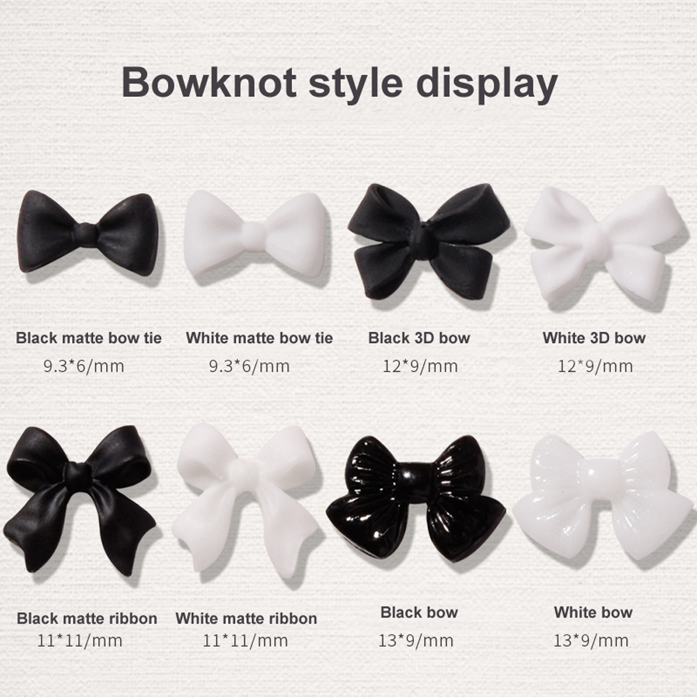 Best of 50pcs Black White Bow-tie Resin Nail Art Jewelry 3D Bowknot Ribbon Nail Ornament DIY Classic Fairyism Nail Ribbon Parts 11*11MM Reviews & Tips