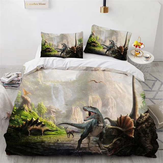 Dinossauro crianças jogo de cama cenário animal moda 3d duvet cover  conjunto consolador roupa gêmeo rainha rei único tamanho dropshipping -  AliExpress