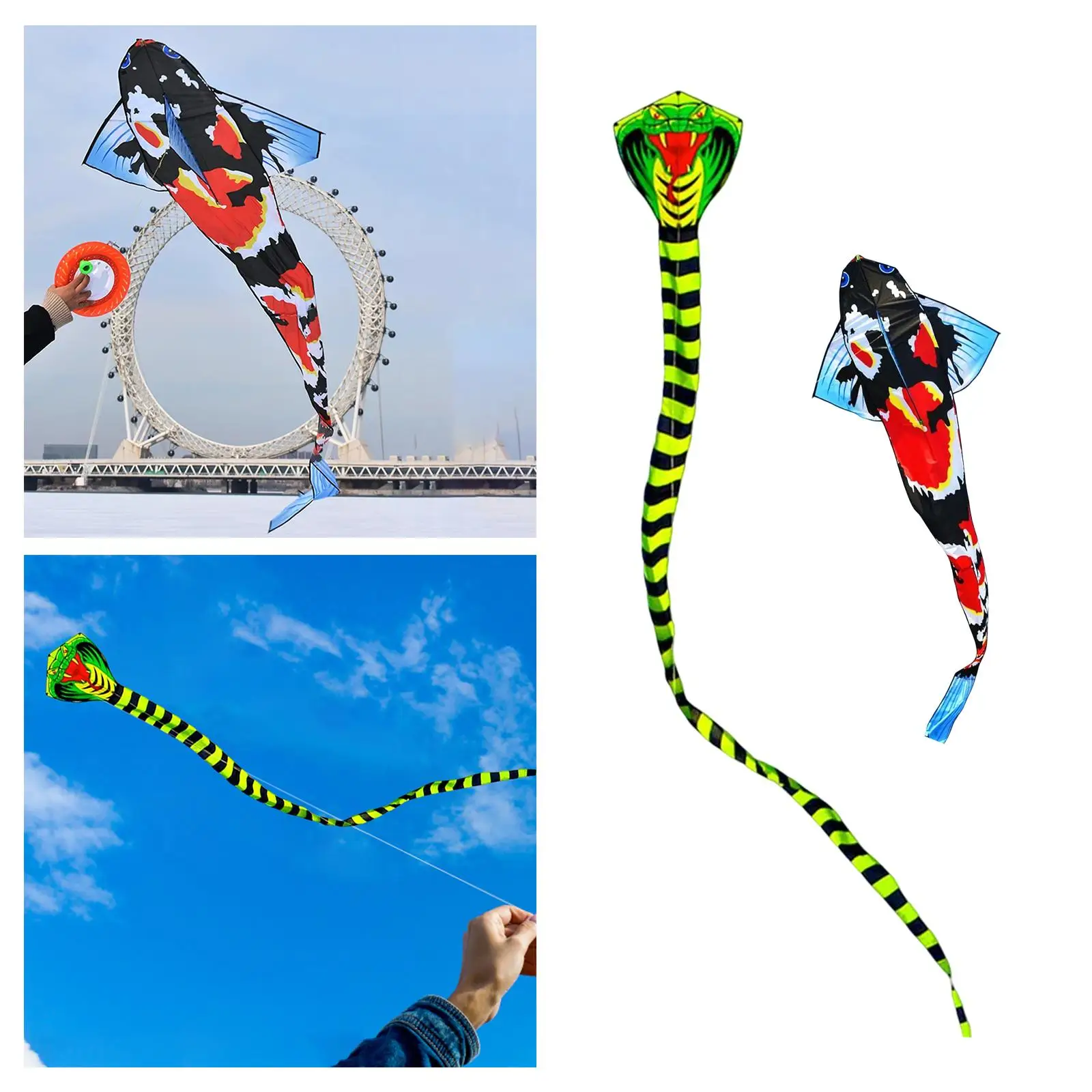 Huge Size Kite with 100M Flying Line Easily long Tail 3D Single Line Kite for and Audlts Sports