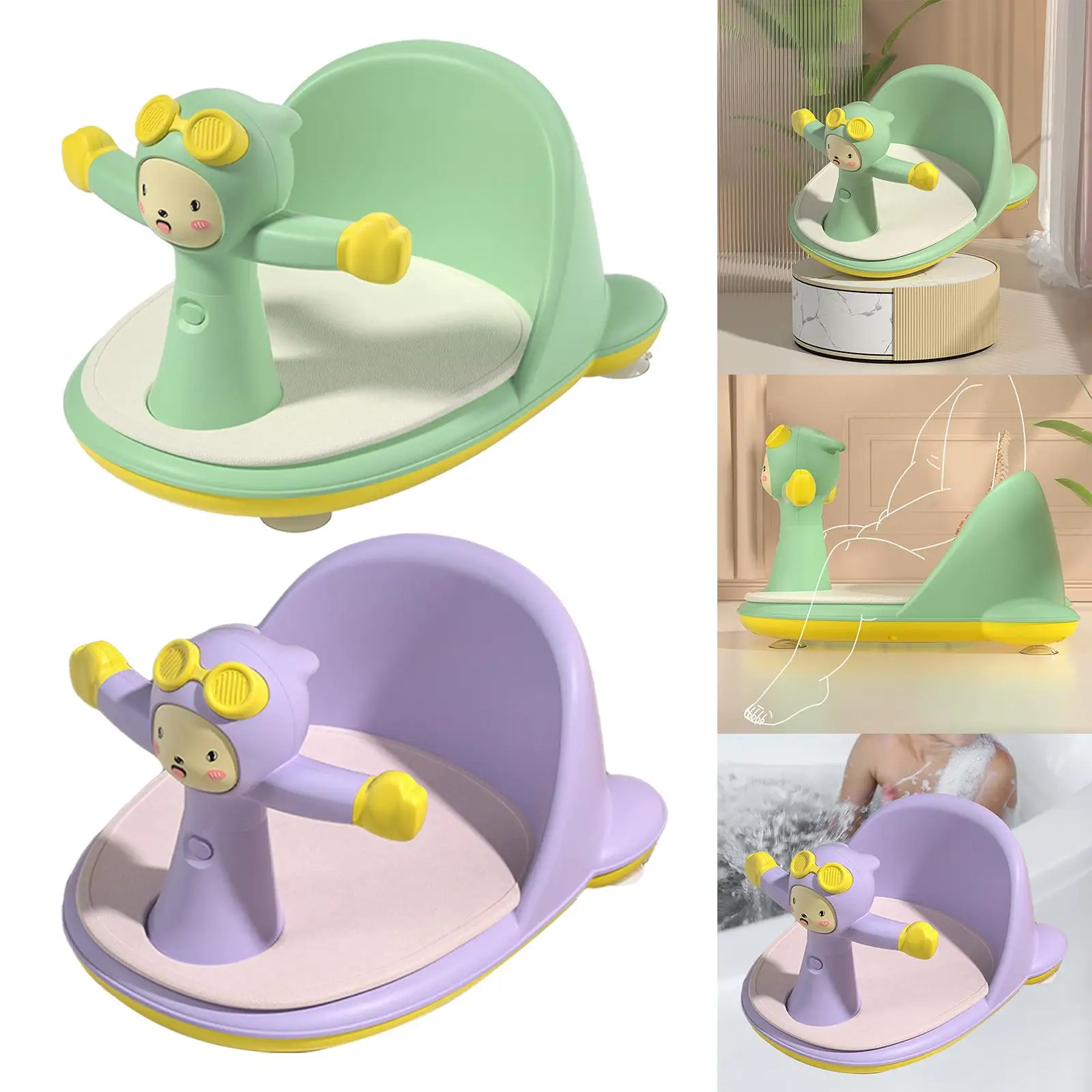 Baby Bath Tub Seat Not Easy to Get Water Toddler Shower Chair for Bathroom