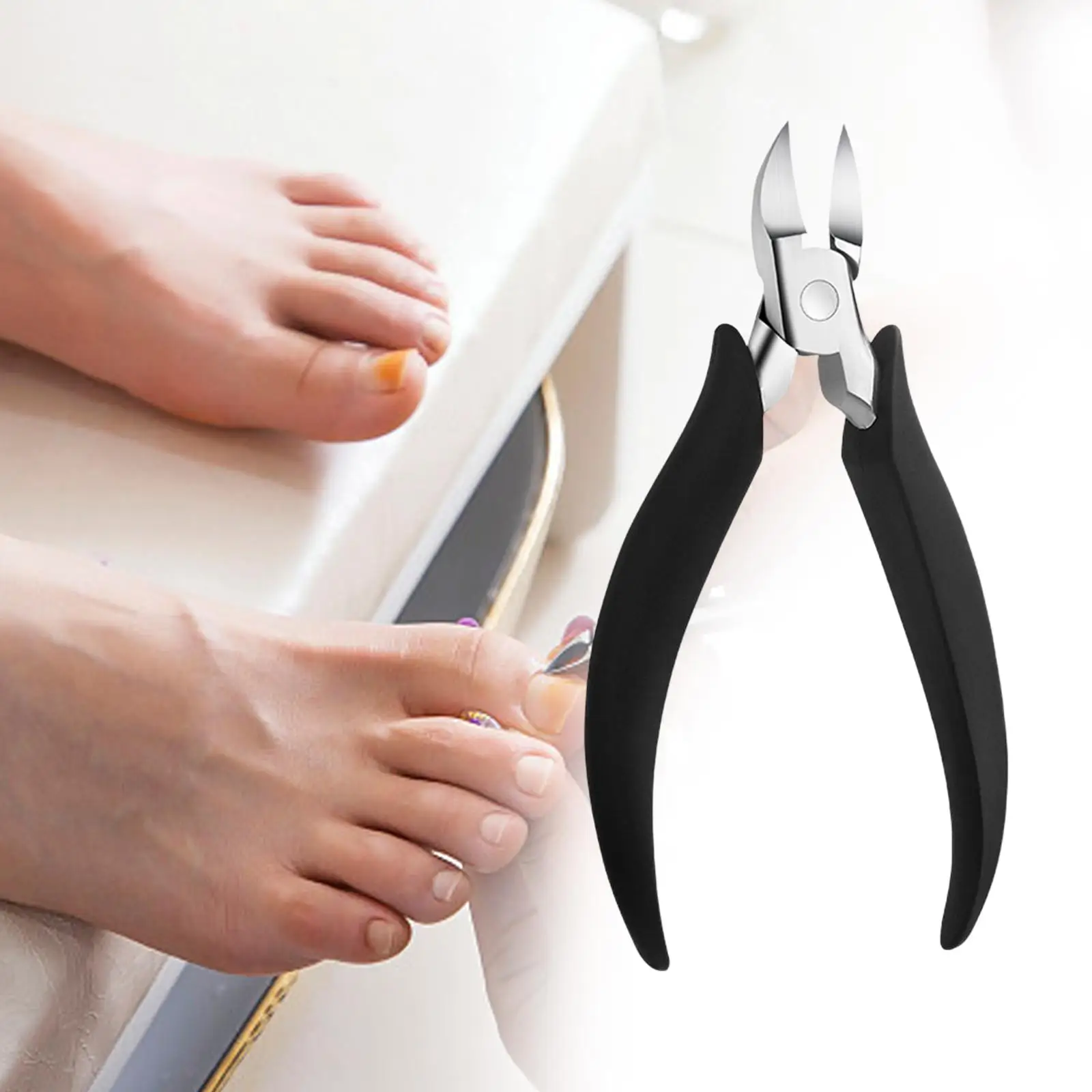 Toe Nail Clipper Trimmer Steel Cuticle Clipper with Advanced Precision Pedicure Tool for Seniors with Long Easy Grip Handle