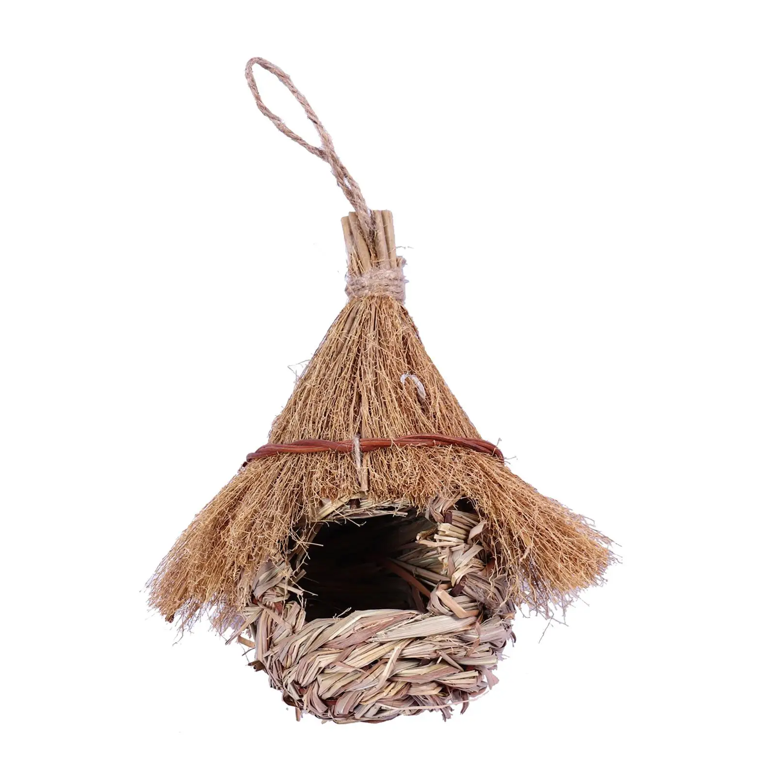 Wren Finch Bird House Grass Birds Hut Hand Woven Bird House Bird House for Indoor Garden Outside Lawn Decor