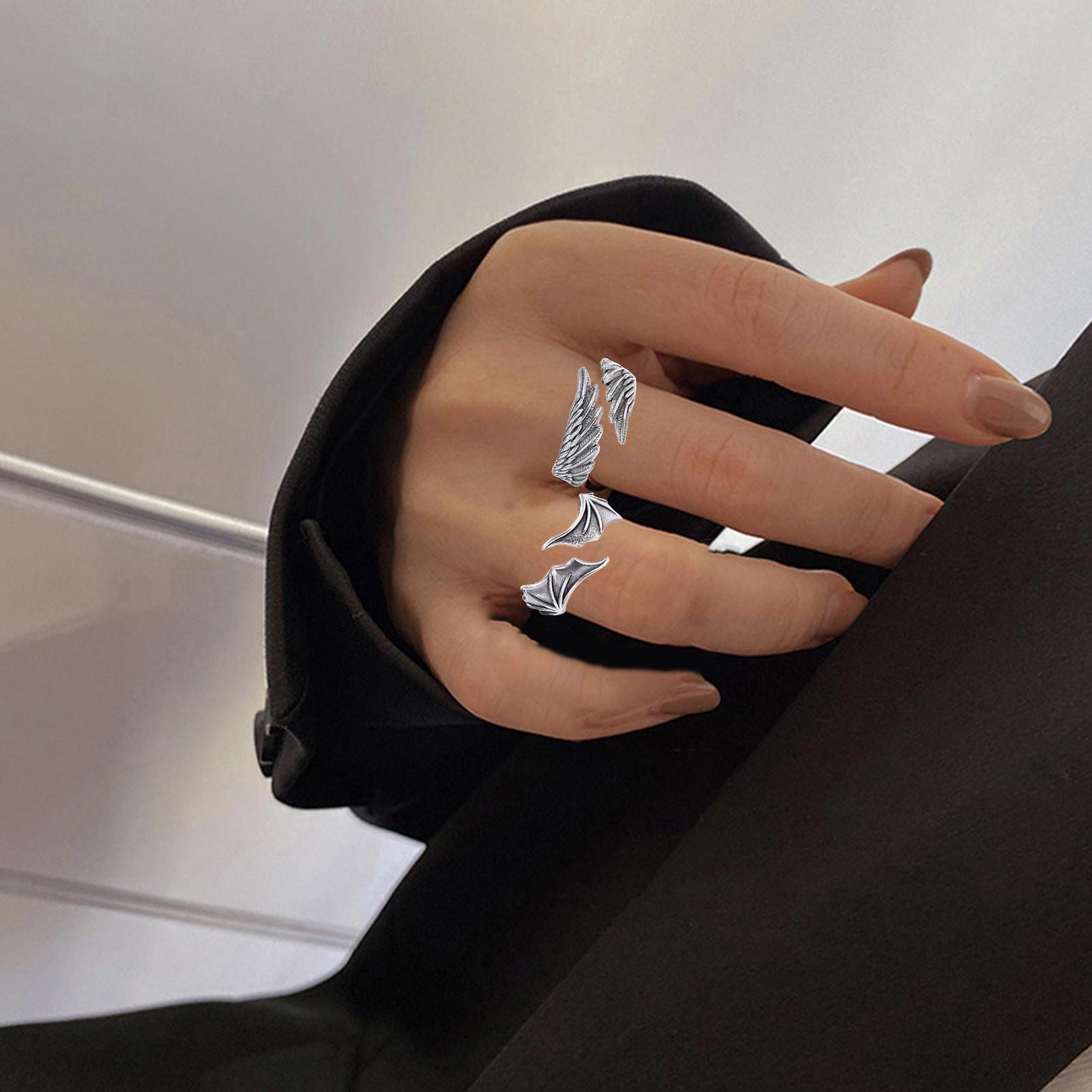 Creative Angel Demon Wing Couples Rings Open Rings for Women Couples Love Friendship