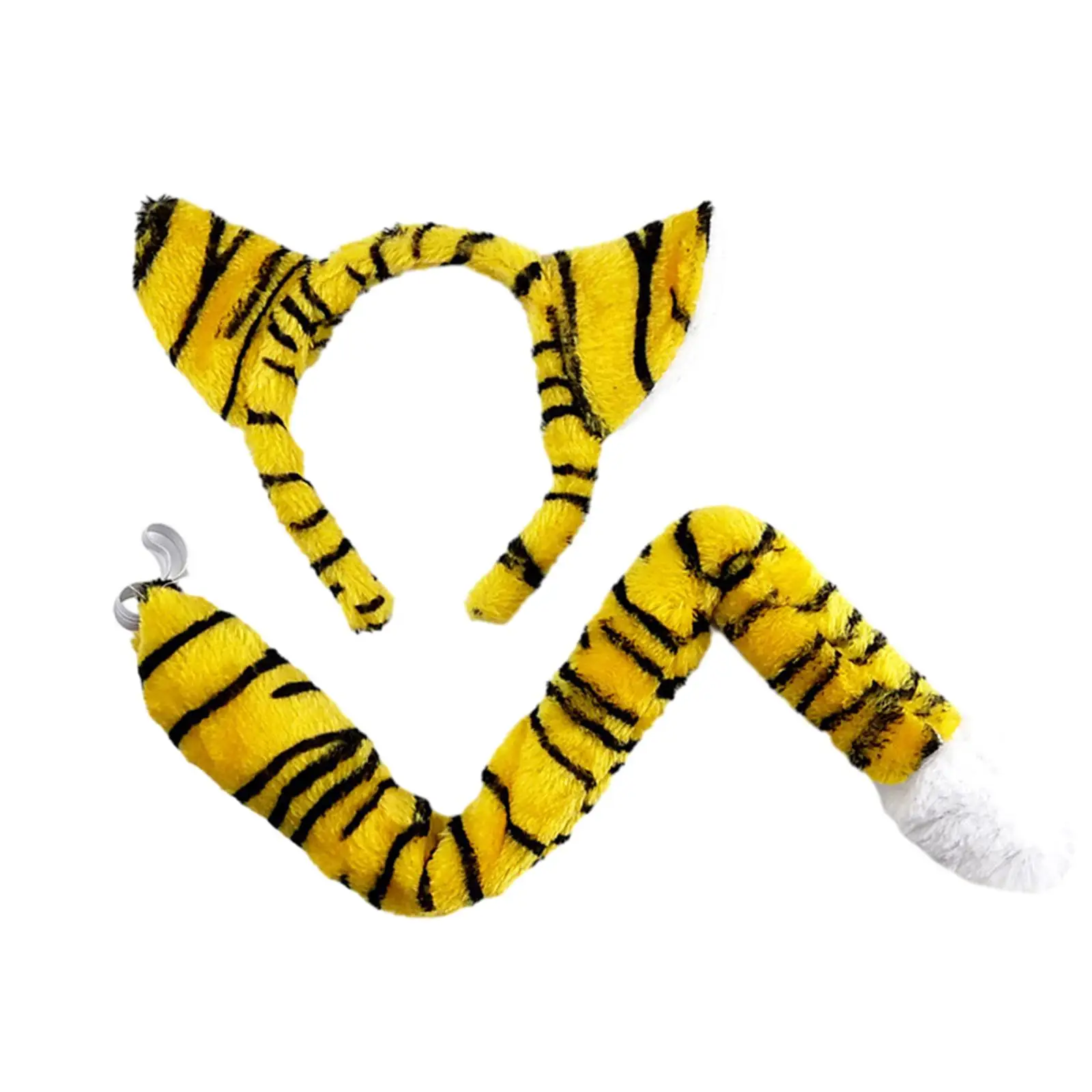Tiger Ears and Tail Set Ears Headband Headwear Props Dress up Headdress for Party Carnival Birthday Masquerade Stage Performance